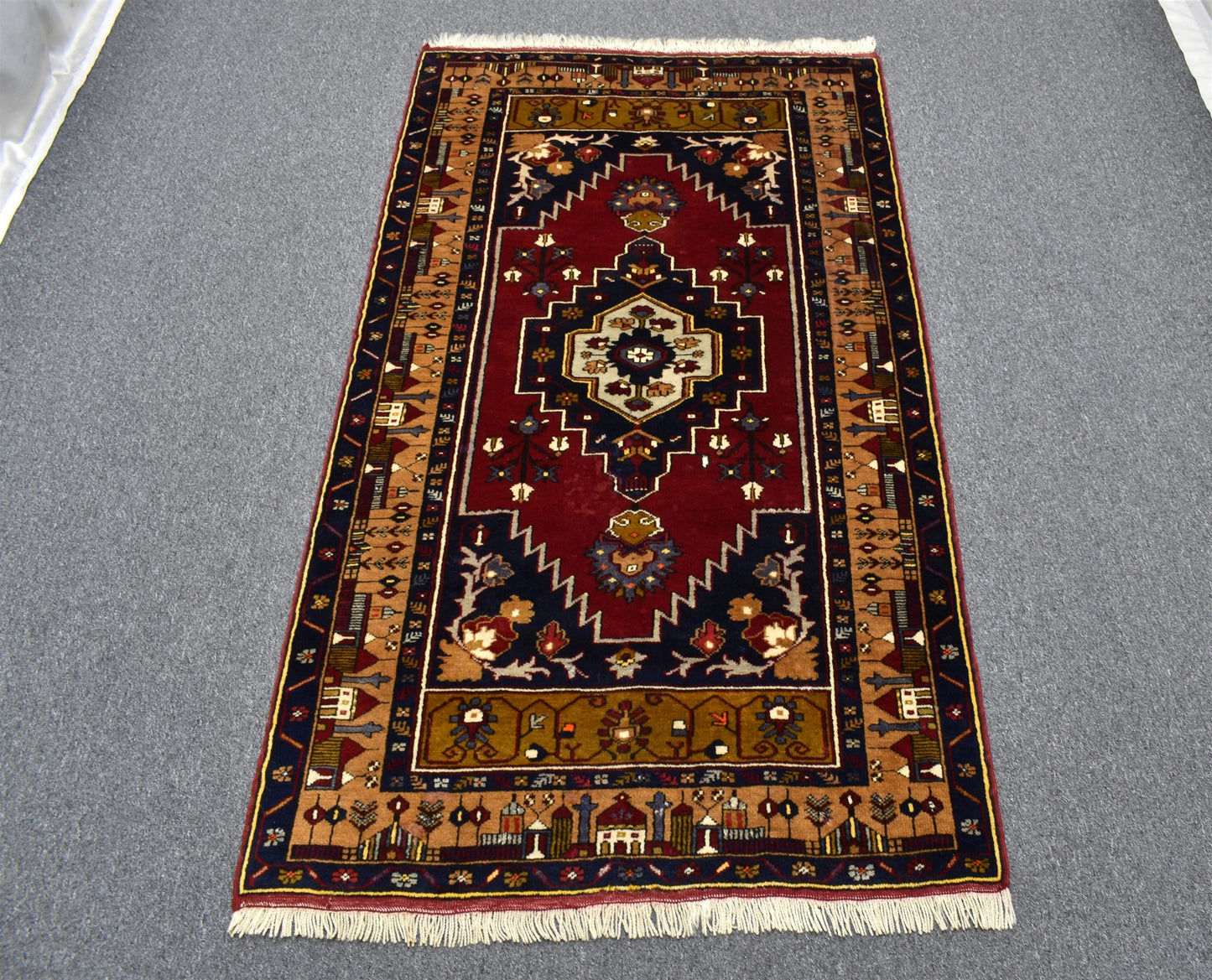 El Dokuması Benzersiz Tek Göbek Evli Yahyalı Yörük Yün Halı 5655