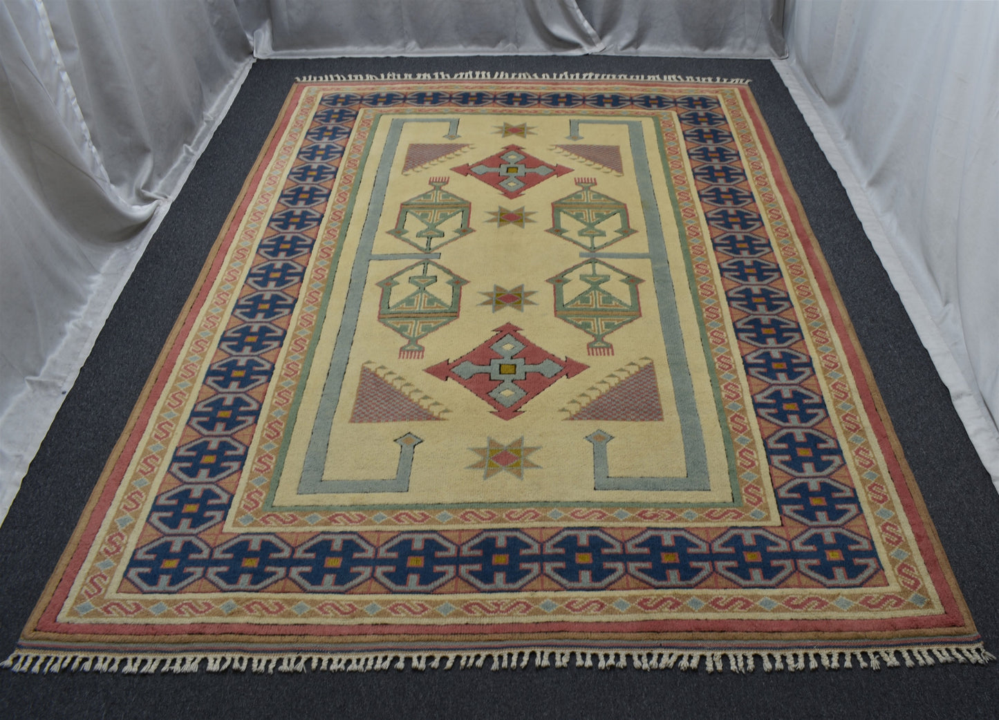 Yeni El Dokuma Şaheser Oygulu İzmir Antik Yörük Yün Salon Halısı 5656