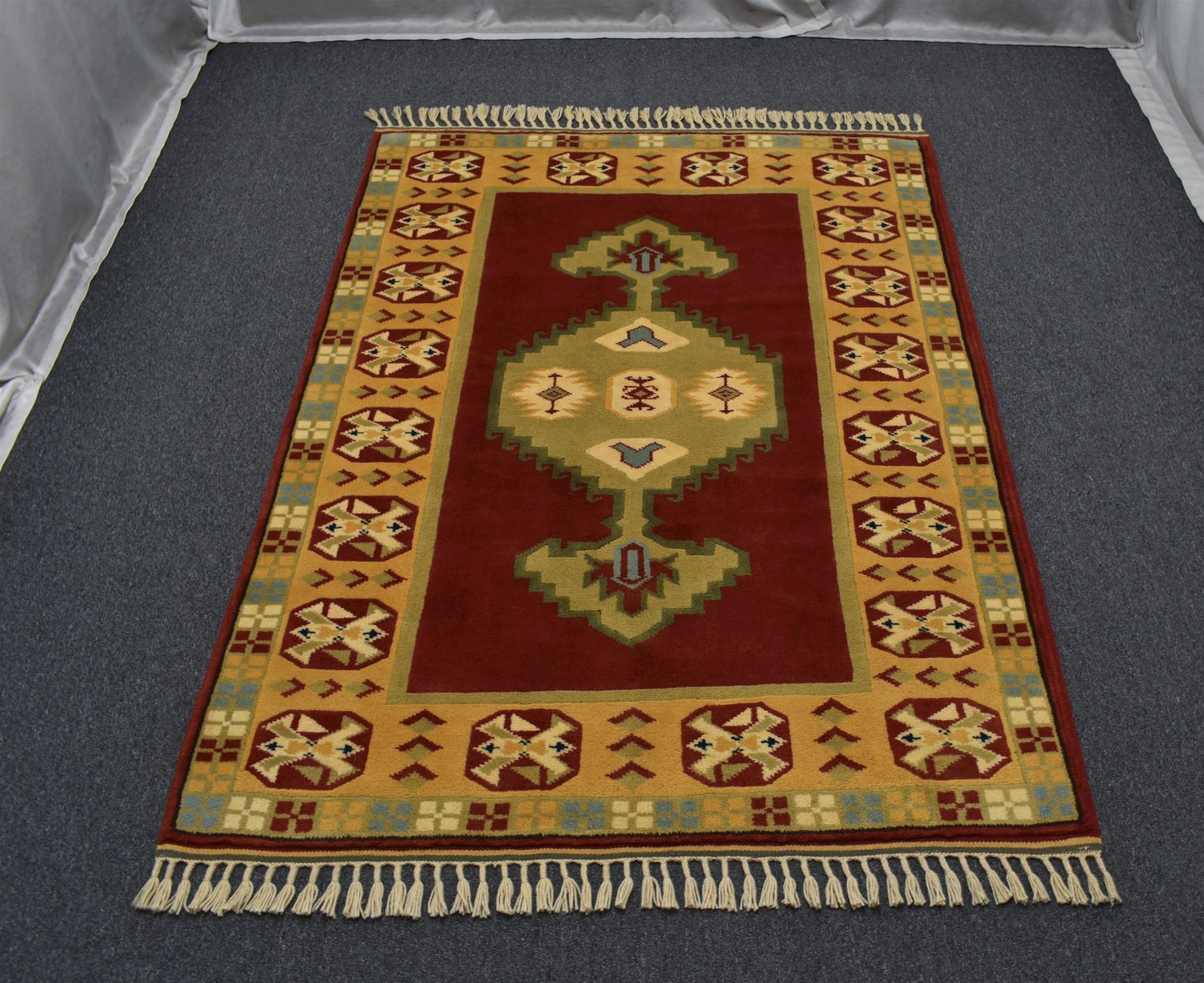 Yeni El Dokuma 3m2 Zarif Modern Bozalan Milas Yün Halı 5658