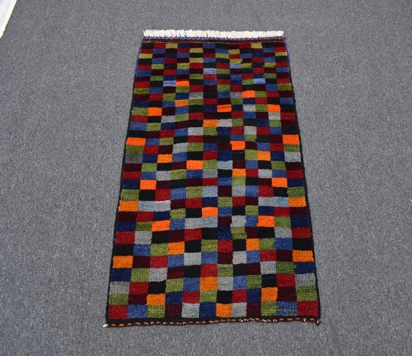 Yeni El Dokuma Otantik Damalı Ekoseli Konya Yörük Yün Halı 5731