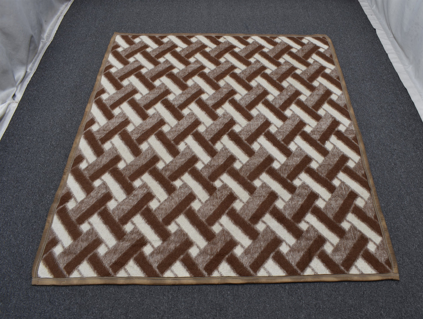 Vintage El Dokuma Eşsiz Tasarım Yün Battaniyesi Kilim 5759