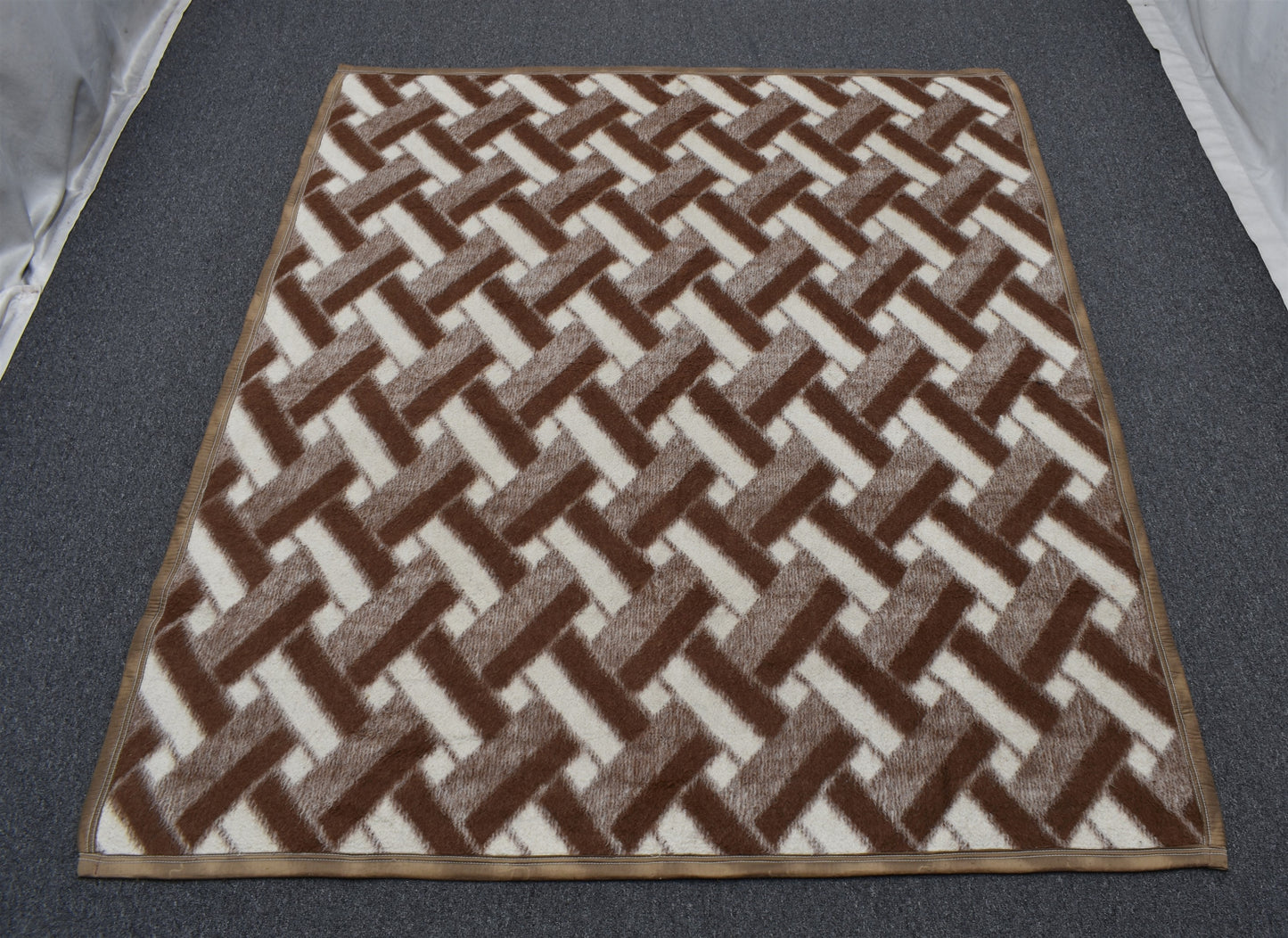 Vintage El Dokuma Eşsiz Tasarım Yün Battaniyesi Kilim 5759