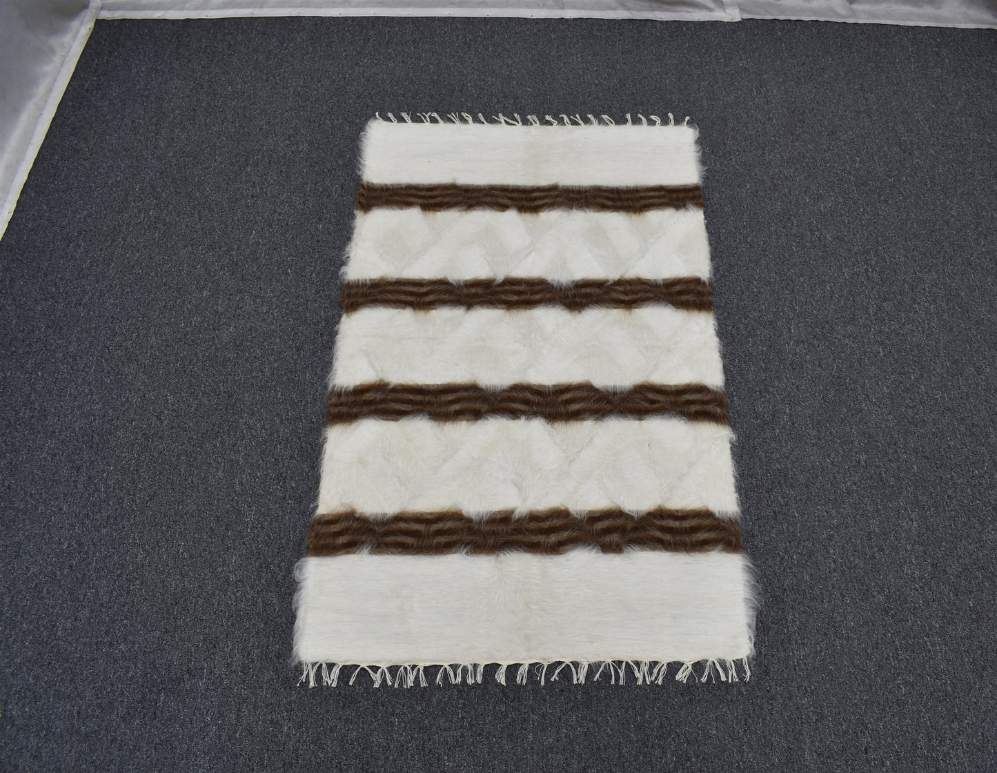 Yeni El Dokuma Eşsiz Tiftik Yün Siirt Battaniyesi Kilim 5761