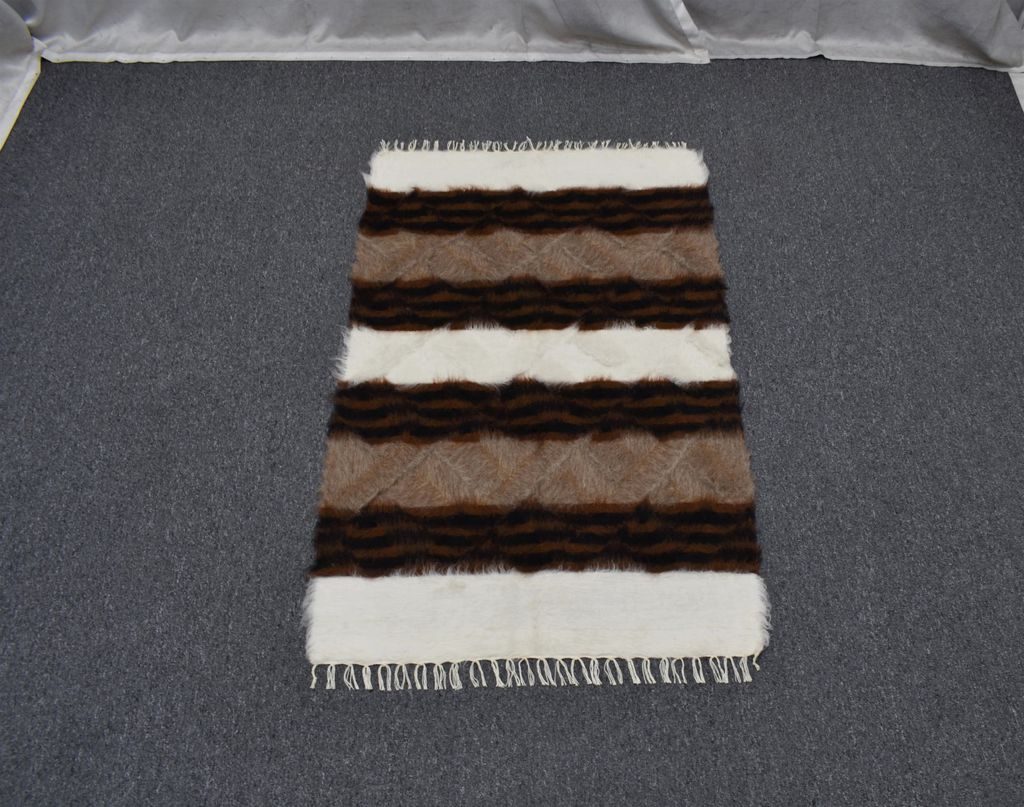 Yeni El Dokuma Nadir Tiftik Yün Siirt Battaniyesi Kilim 5765