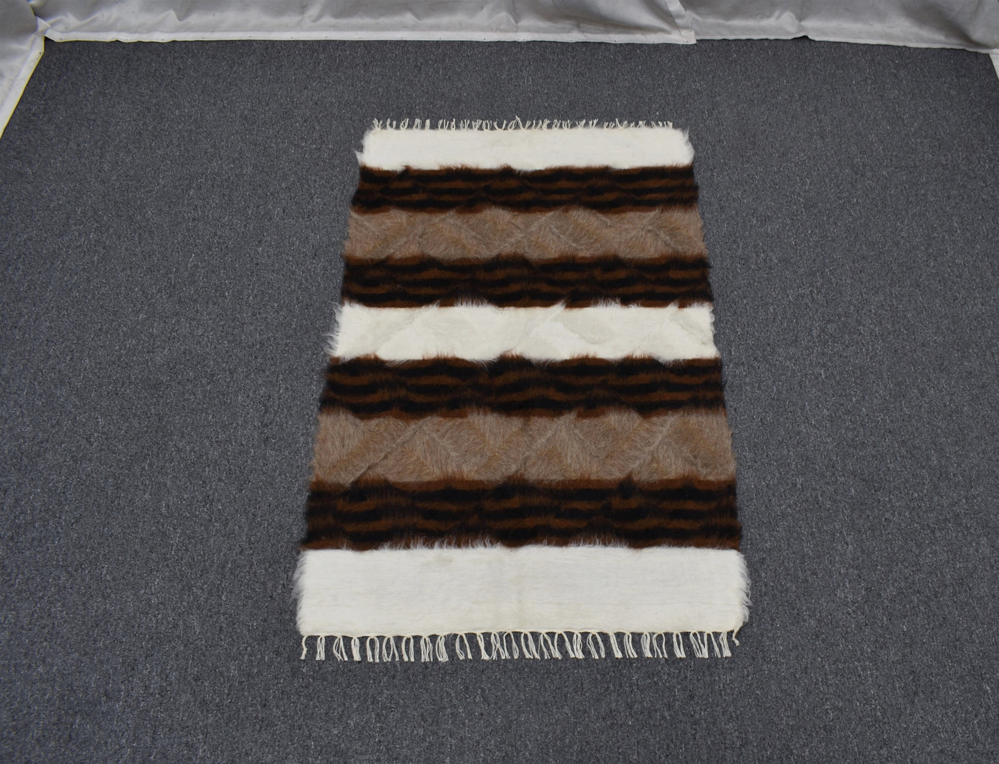 Yeni El Dokuma Nadir Tiftik Yün Siirt Battaniyesi Kilim 5765