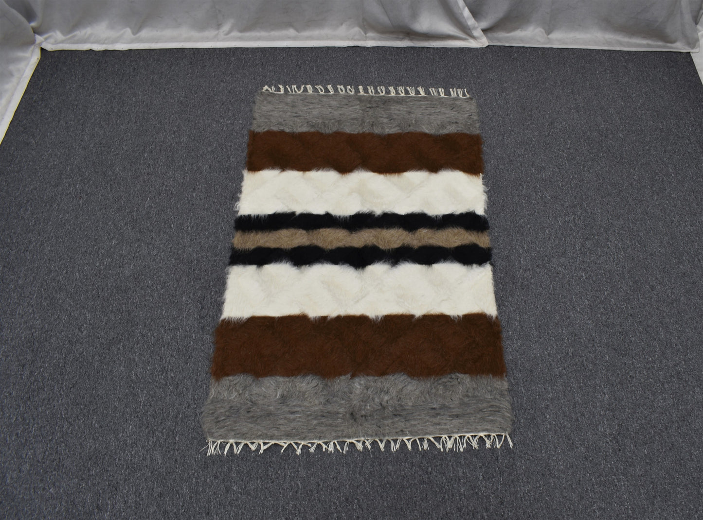 Yeni El Dokuma Renkli Tiftik Yün Siirt Battaniyesi Kilim 5778