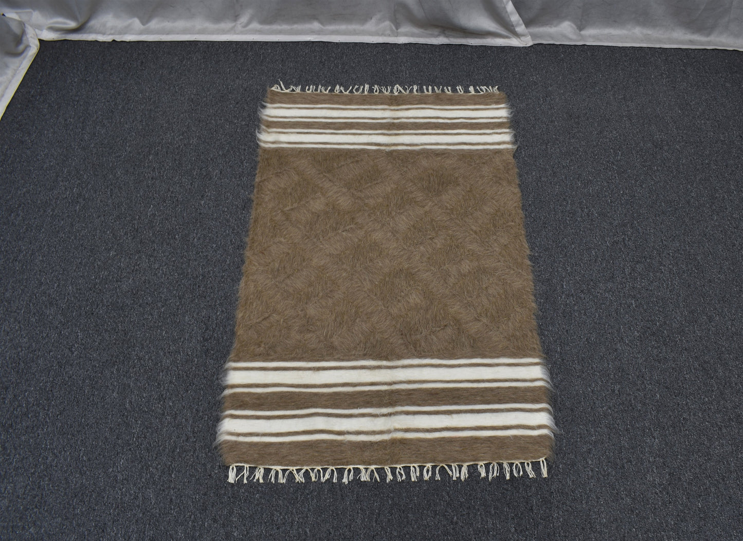 Yeni El Dokuma Tiftik Yün Siirt Battaniyesi Kilim 5782