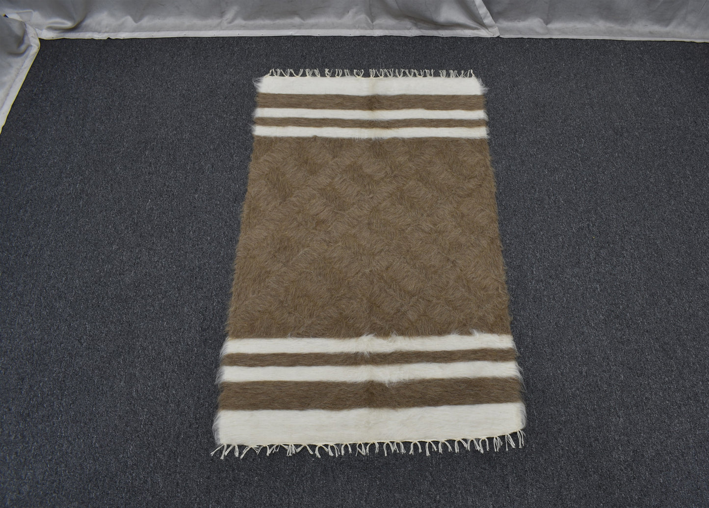 Yeni El Dokuma Tiftik Nadir Yün Siirt Battaniyesi Kilim 5784