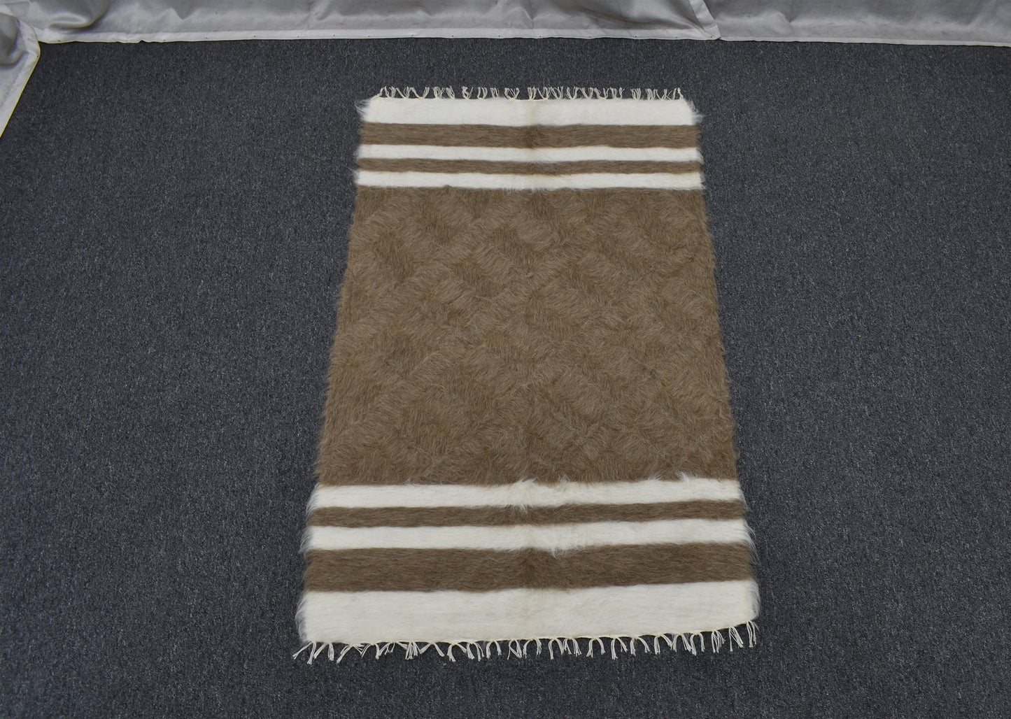 Yeni El Dokuma Tiftik Nadir Yün Siirt Battaniyesi Kilim 5784