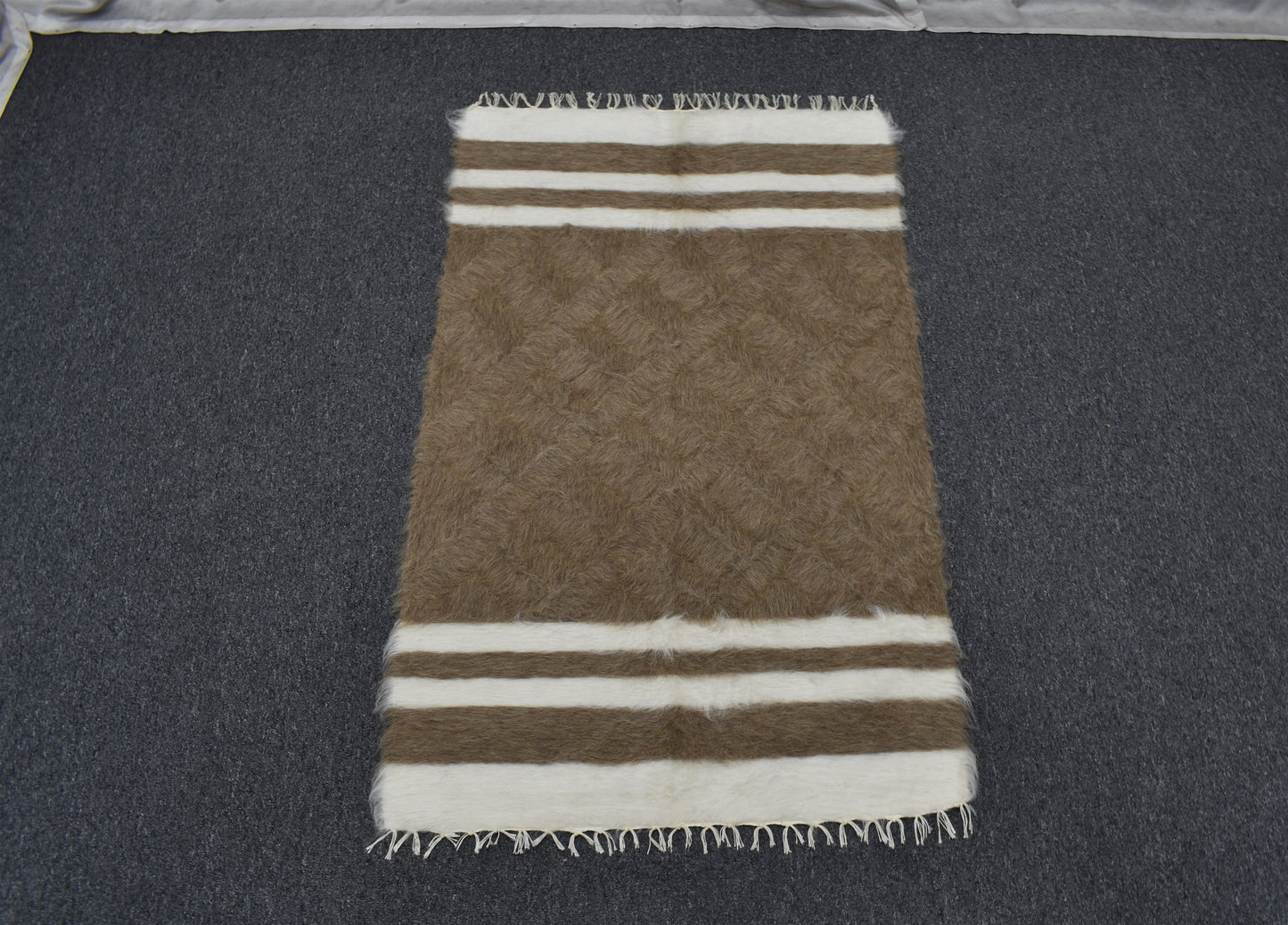 Yeni El Dokuma Tiftik Nadir Yün Siirt Battaniyesi Kilim 5784