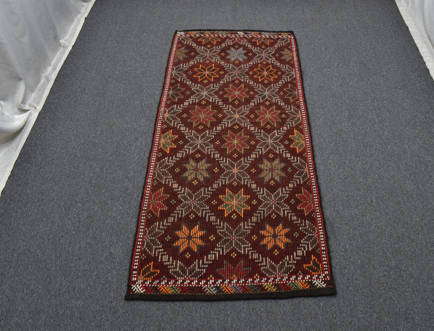 El Dokuması Otantik Çiçekli Karapınar Yörük Yün Cecim Kilim 5808