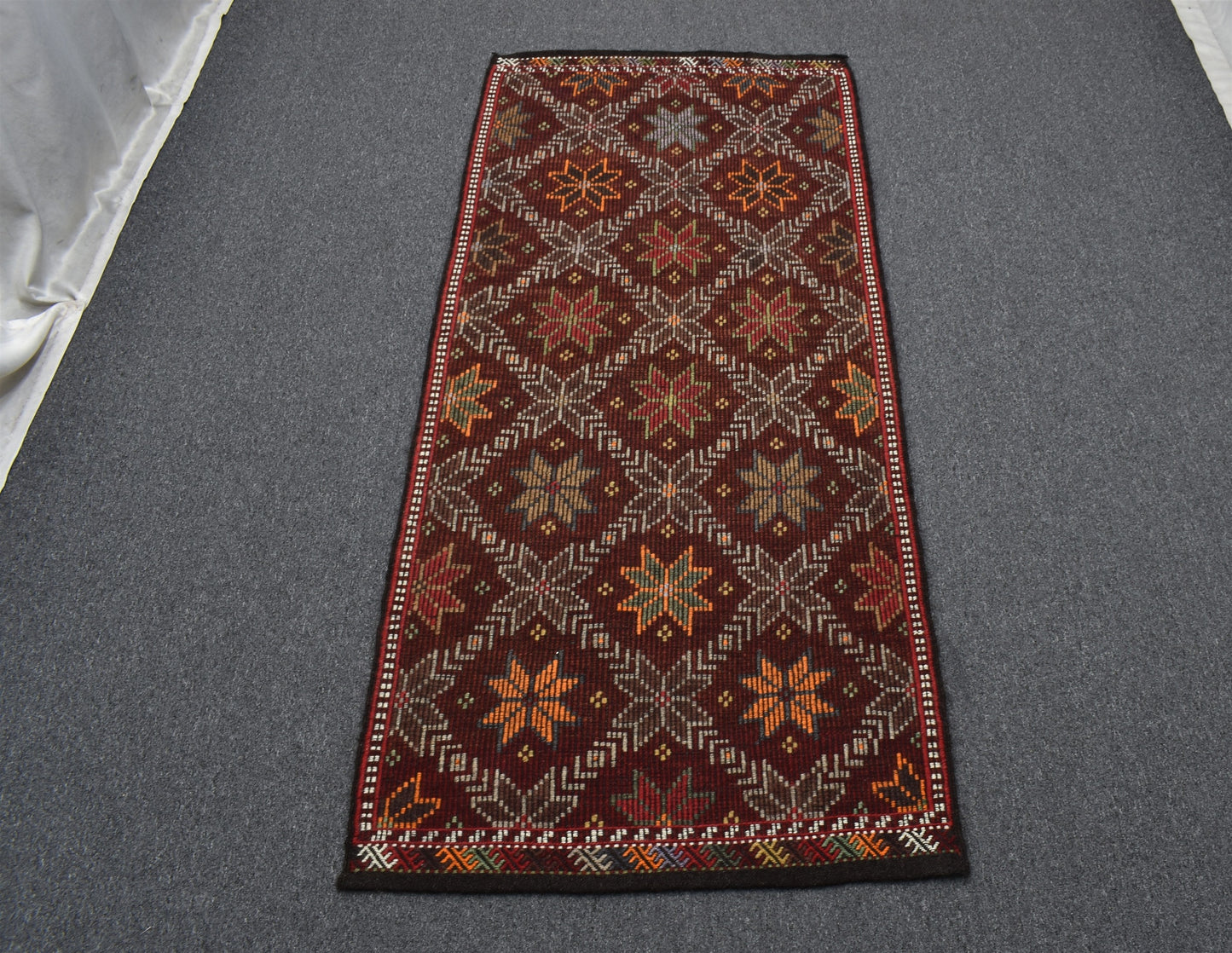 El Dokuması Otantik Çiçekli Karapınar Yörük Yün Cecim Kilim 5808