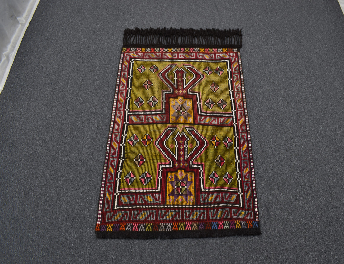 El Dokuması Geometrik Otantik Karapınar Yörük Yün Cecim Kilim 5833