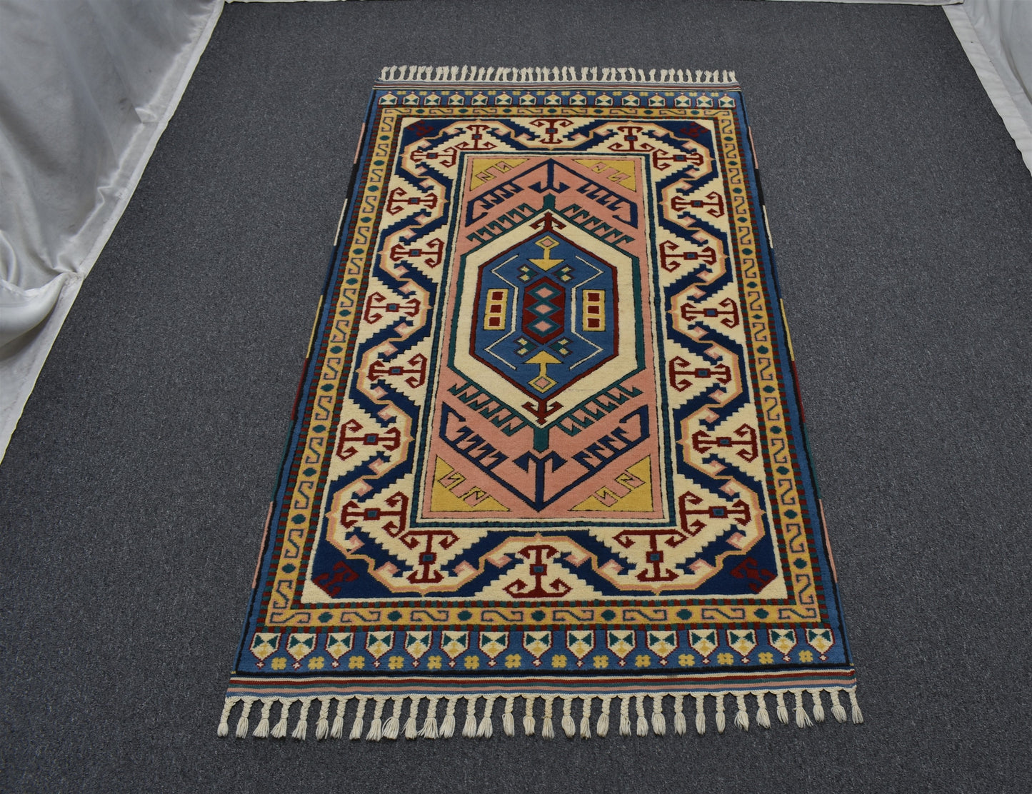 Yeni El Dokuma Otantik Oygulu İzmir Antik Yörük Yün Halı 5840