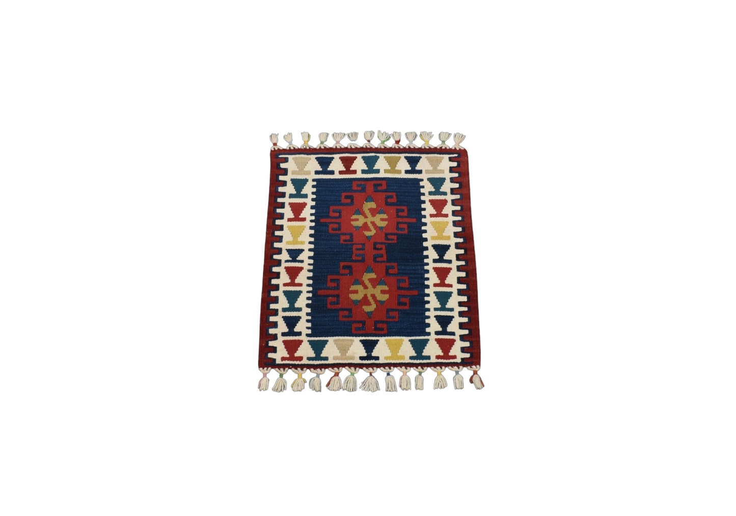 Yeni El Dokuma Kare Köşe Sandalye Minderi Pınarbaşı Kayseri Yün Kilim 5886