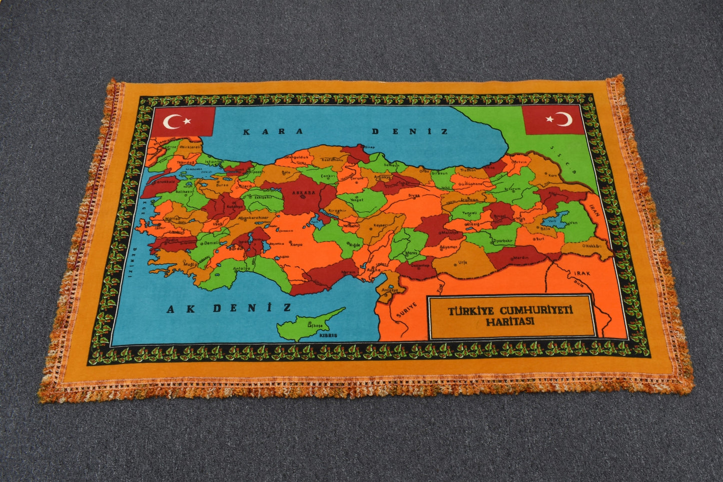 Antika Bulunmaz Baskı Atlas Türkiye Haritası Duvar Halısı 5903