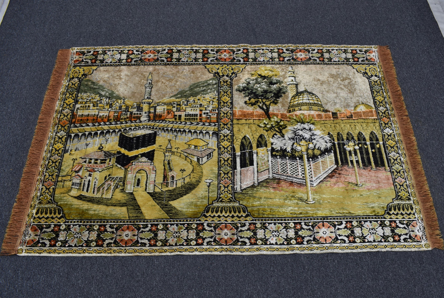 Antika Manzara Kutsal Belde Kabe-i Muazzama Tasvirli Pastel Duvar Halısı 5904