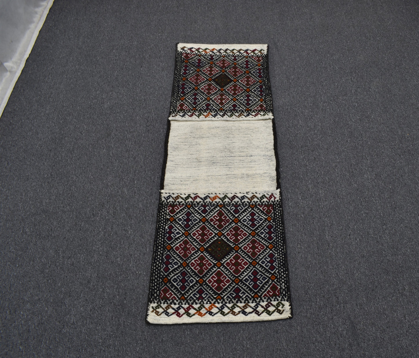 Yeni El Dokuma Çift Gözlü Yörük Pamuklu Yün Kilim Heybe 5912