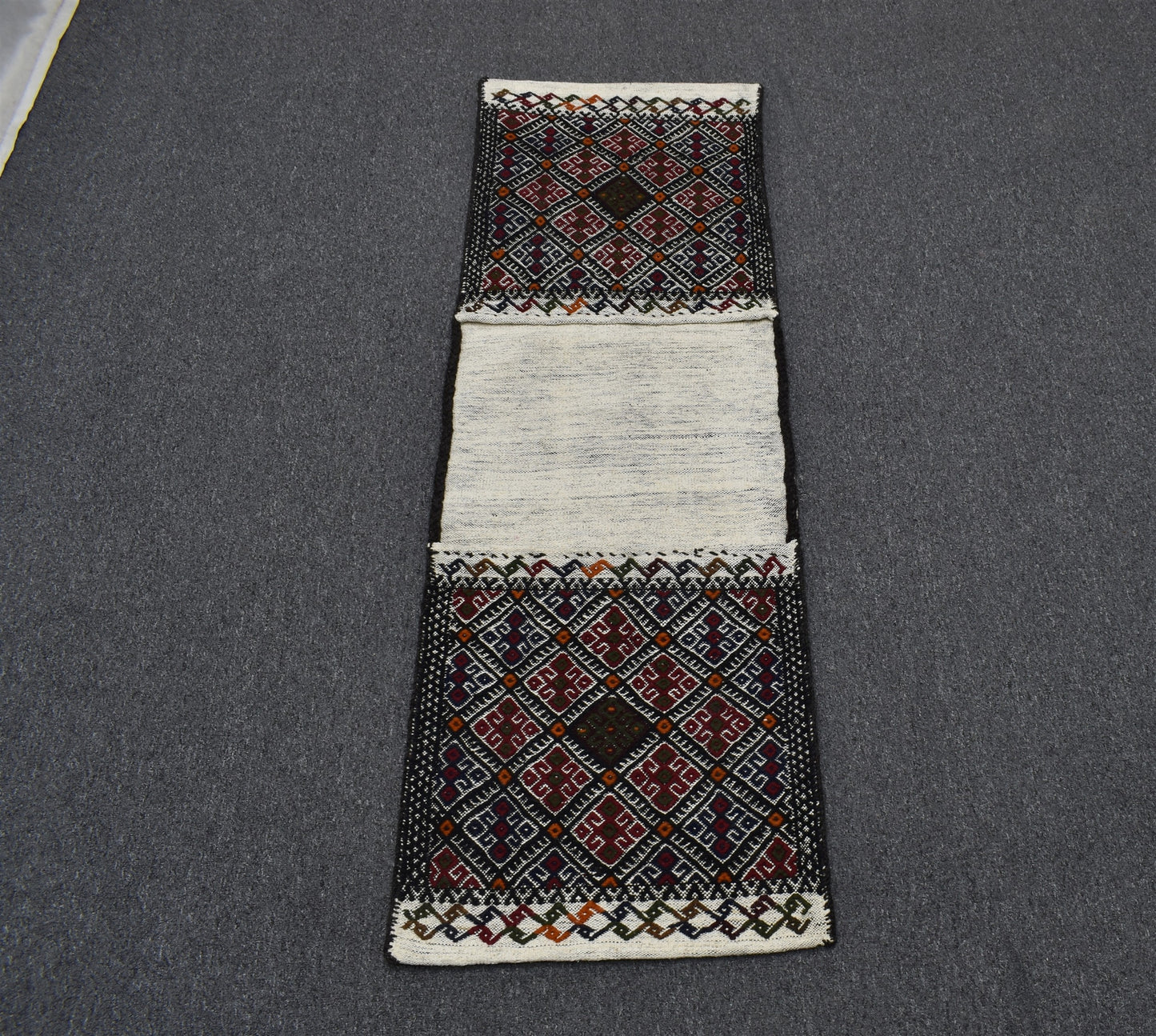 Yeni El Dokuma Çift Gözlü Yörük Pamuklu Yün Kilim Heybe 5912