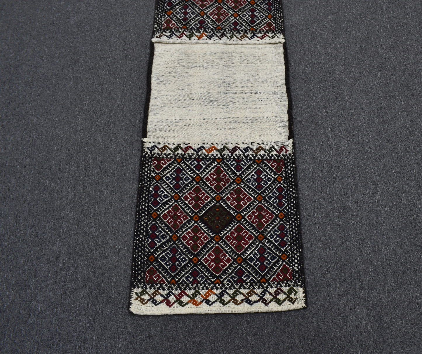 Yeni El Dokuma Çift Gözlü Yörük Pamuklu Yün Kilim Heybe 5912