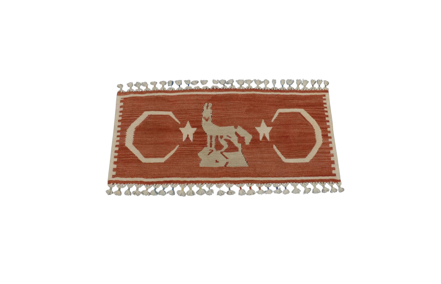 Yeni El Dokuma Benzersiz Bozkurt Temalı Pınarbaşı Kayseri Yün Kilim 5918