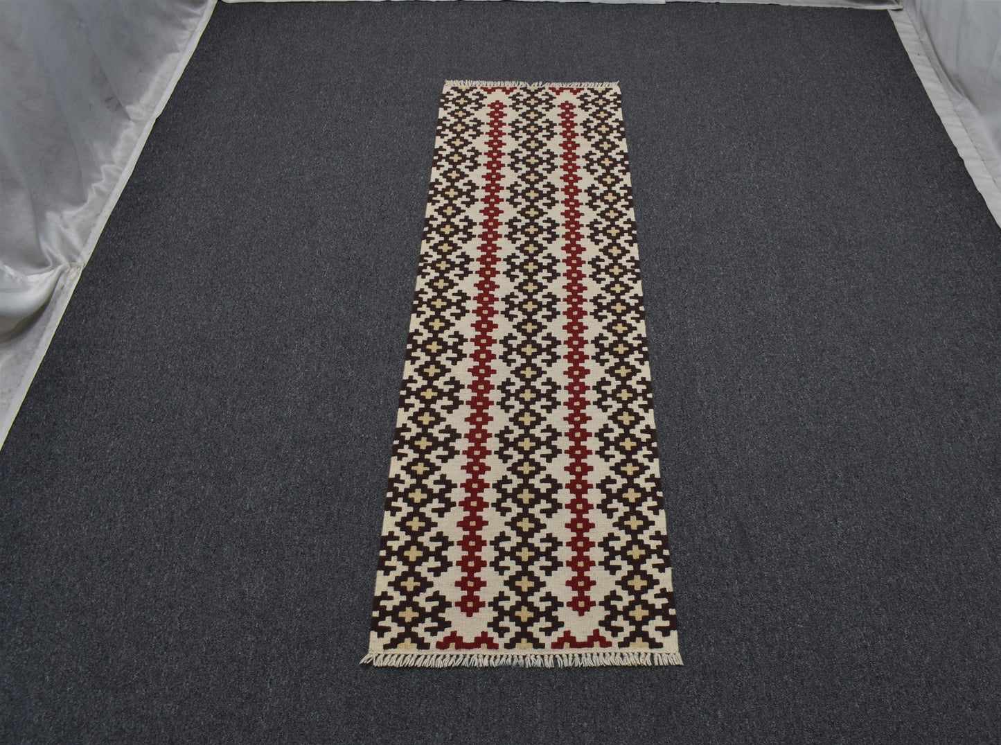 Yeni El Dokuma Otantik İnce Balıkesir Yörük Mini Yolluk Yün Kilim 5925