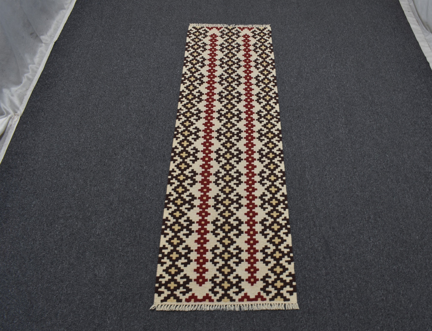 Yeni El Dokuma Otantik İnce Balıkesir Yörük Mini Yolluk Yün Kilim 5925