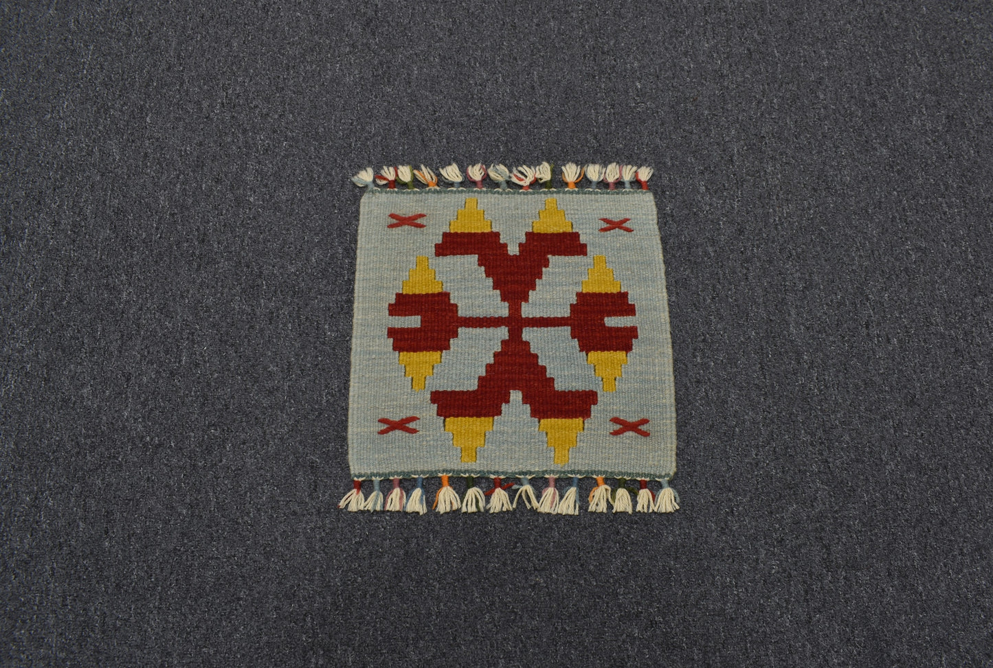 Yeni El Dokuma Kare Köşe Sandalye Minderi Pınarbaşı Kayseri Yün Kilim 5937