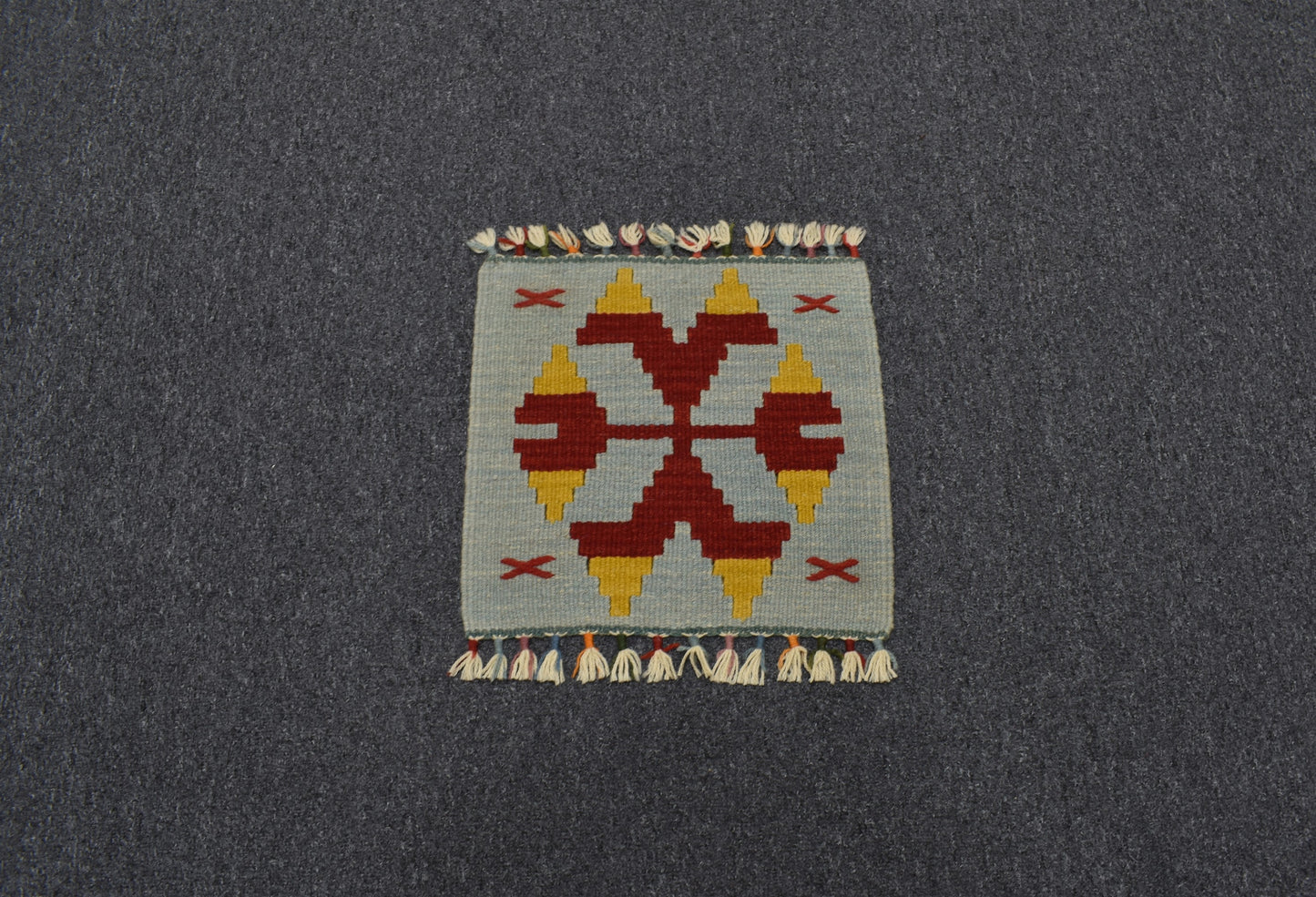 Yeni El Dokuma Kare Köşe Sandalye Minderi Pınarbaşı Kayseri Yün Kilim 5937