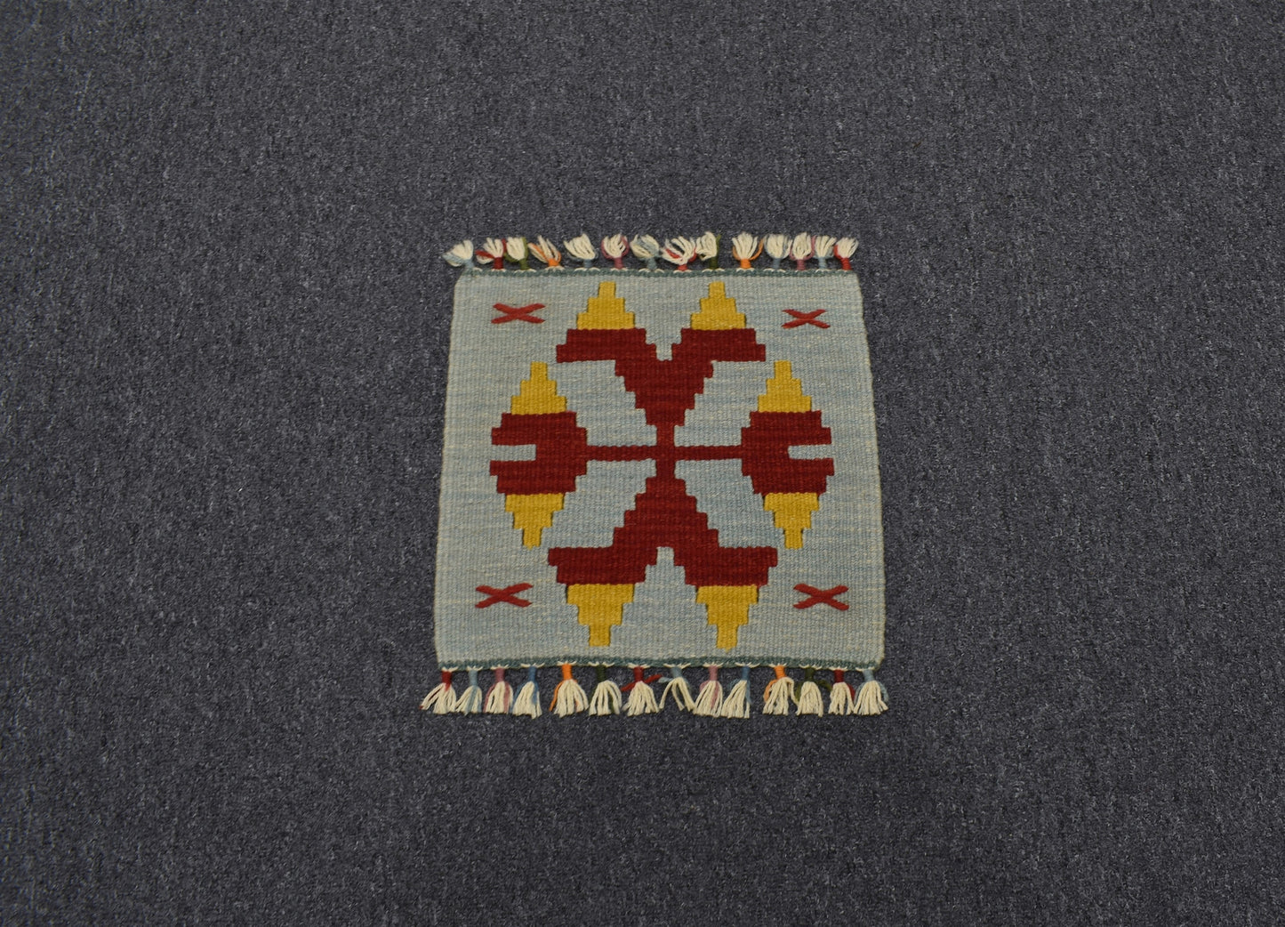 Yeni El Dokuma Kare Köşe Sandalye Minderi Pınarbaşı Kayseri Yün Kilim 5937