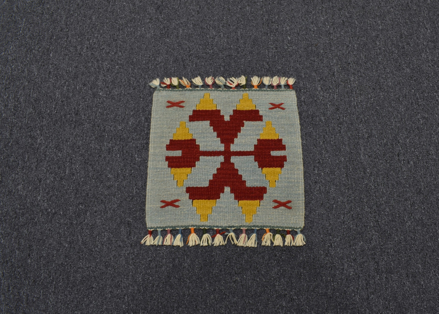 Yeni El Dokuma Kare Köşe Sandalye Minderi Pınarbaşı Kayseri Yün Kilim 5937