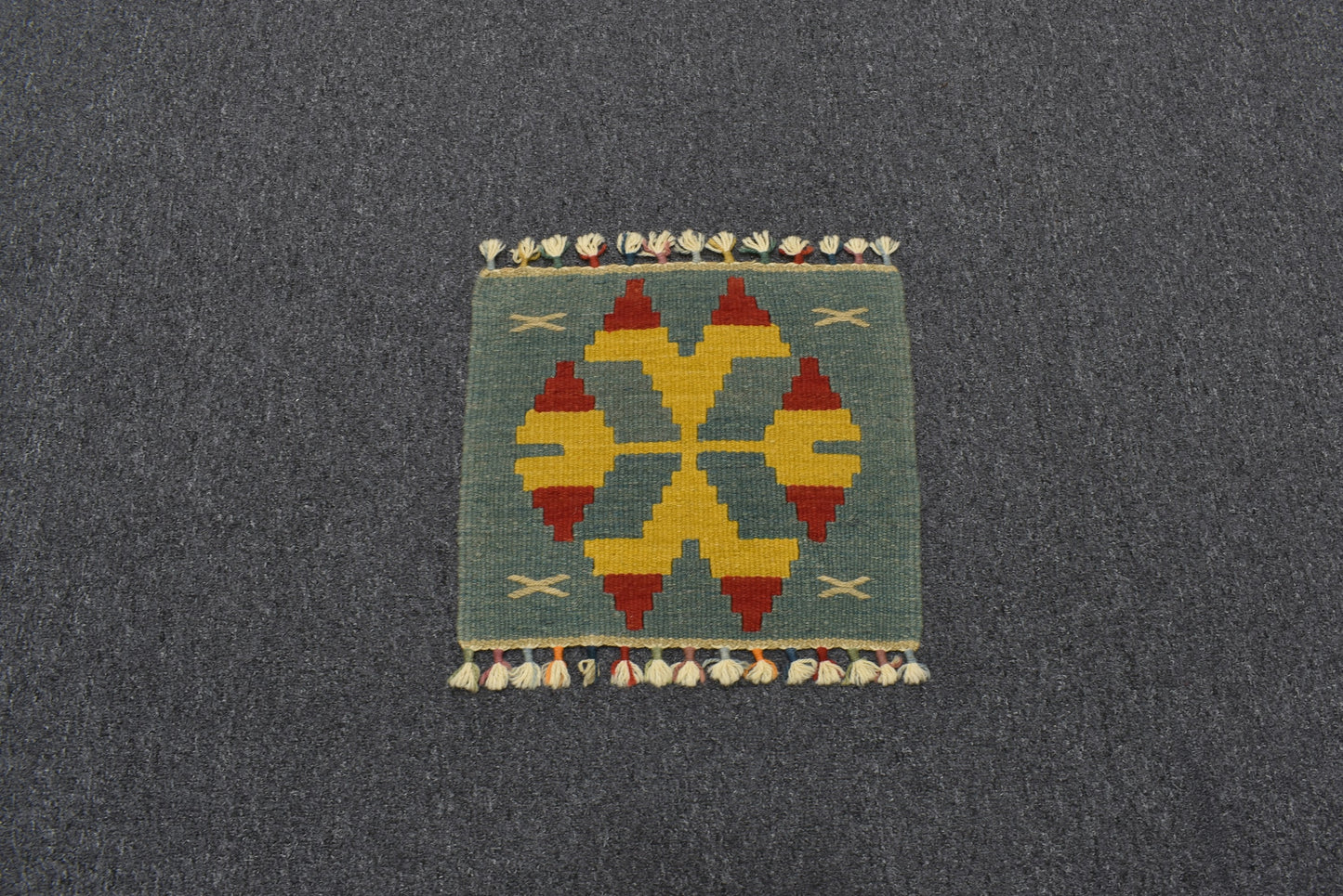 Yeni El Dokuma Kare Köşe Sandalye Minderi Pınarbaşı Kayseri Yün Kilim 5939