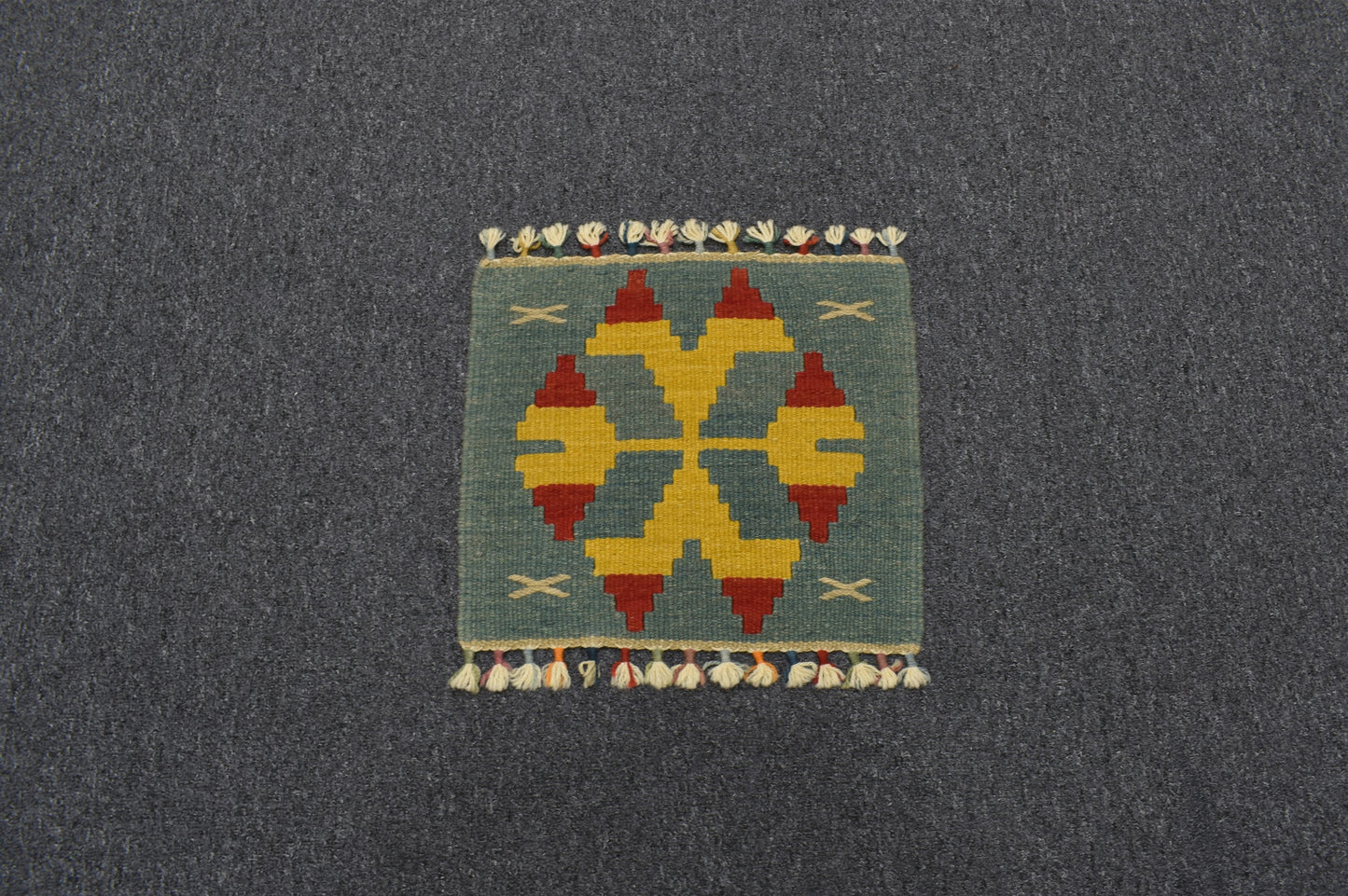 Yeni El Dokuma Kare Köşe Sandalye Minderi Pınarbaşı Kayseri Yün Kilim 5939