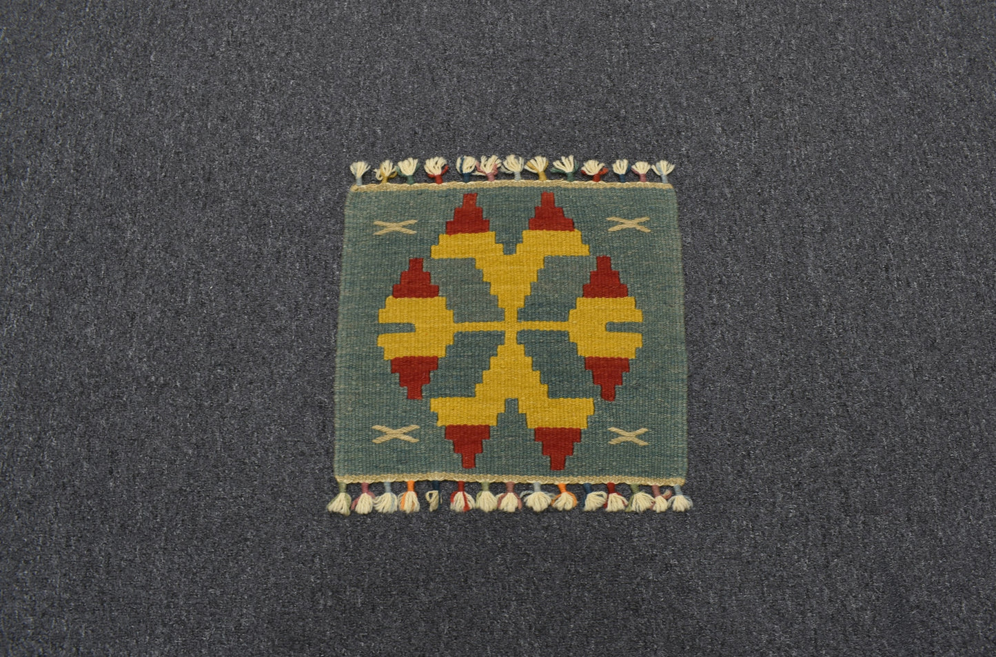Yeni El Dokuma Kare Köşe Sandalye Minderi Pınarbaşı Kayseri Yün Kilim 5939