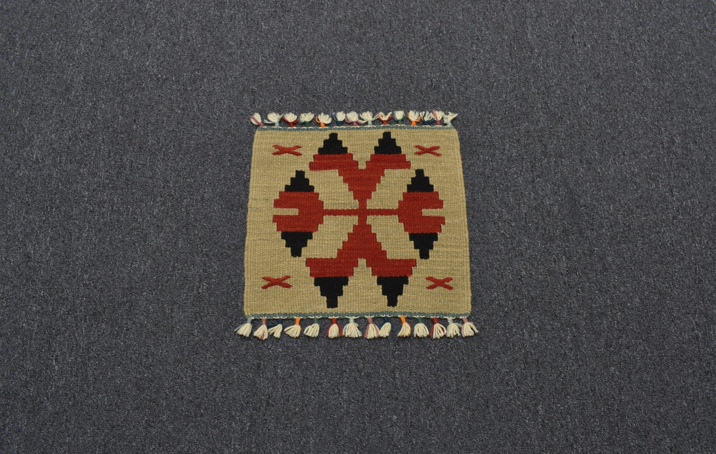 Yeni El Dokuma Kare Köşe Sandalye Minderi Pınarbaşı Kayseri Yün Kilim 5943