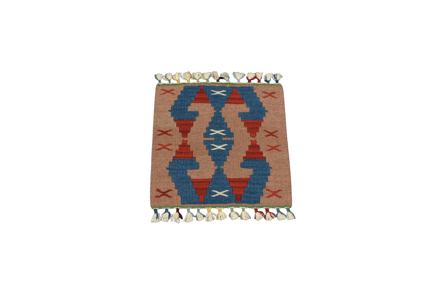 Yeni El Dokuma Kare Köşe Sandalye Minderi Pınarbaşı Kayseri Yün Kilim 5957