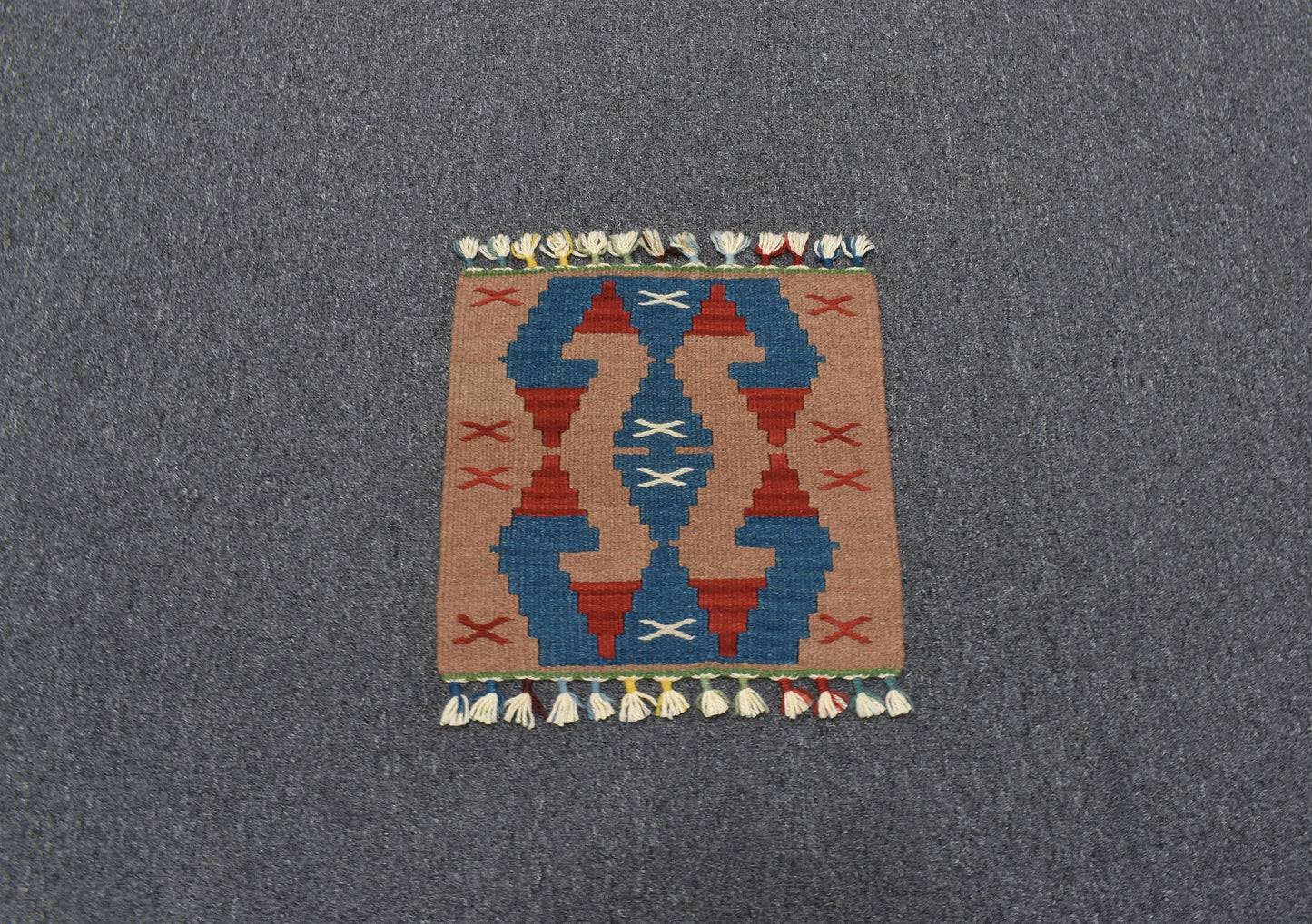Yeni El Dokuma Kare Köşe Sandalye Minderi Pınarbaşı Kayseri Yün Kilim 5957