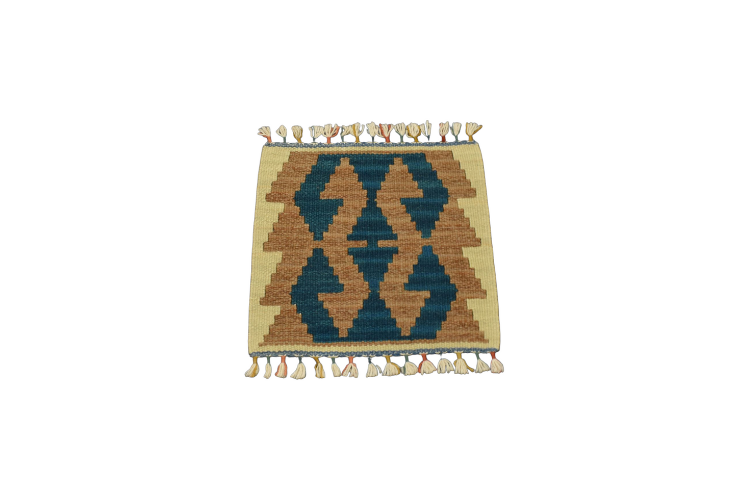 Yeni El Dokuma Kare Köşe Sandalye Minderi Pınarbaşı Kayseri Yün Kilim 5964