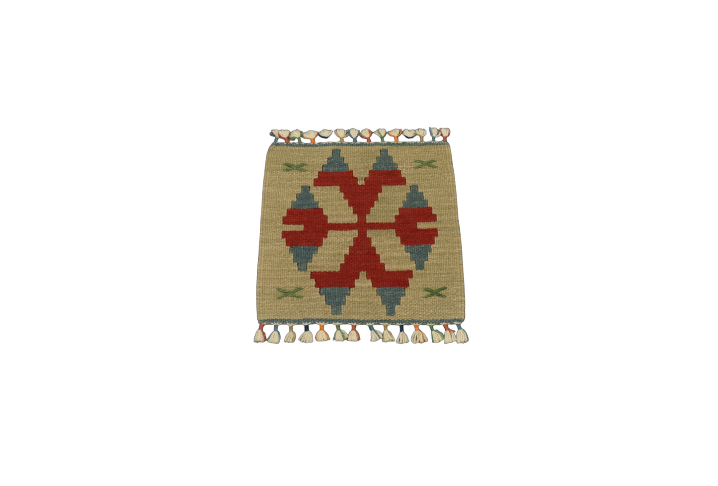 Yeni El Dokuma Kare Köşe Sandalye Minderi Pınarbaşı Kayseri Yün Kilim 5966