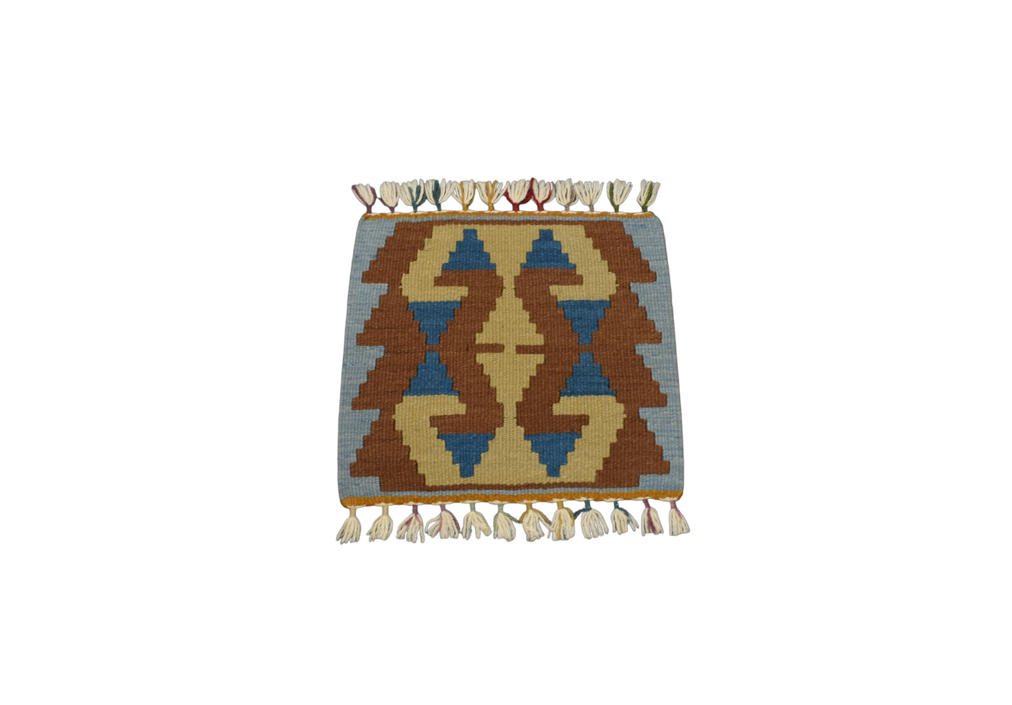 Yeni El Dokuma Kare Köşe Sandalye Minderi Pınarbaşı Kayseri Yün Kilim 5977