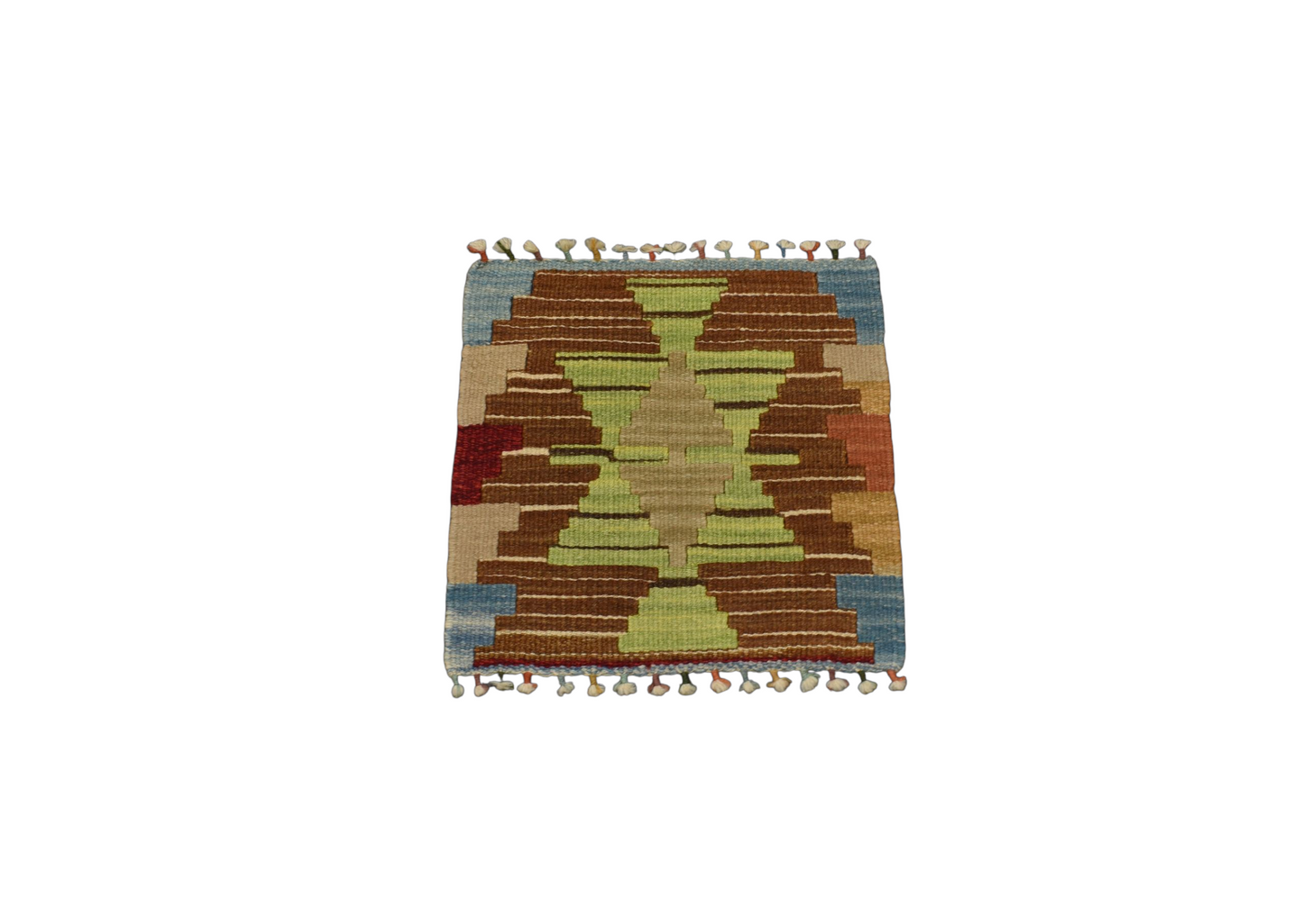 Yeni El Dokuma Kare Köşe Sandalye Minderi Pınarbaşı Kayseri Yün Kilim 5982