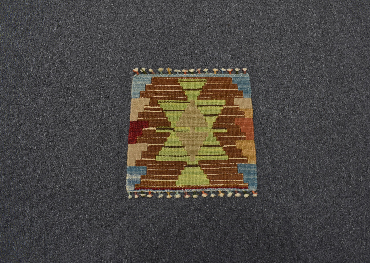 Yeni El Dokuma Kare Köşe Sandalye Minderi Pınarbaşı Kayseri Yün Kilim 5982