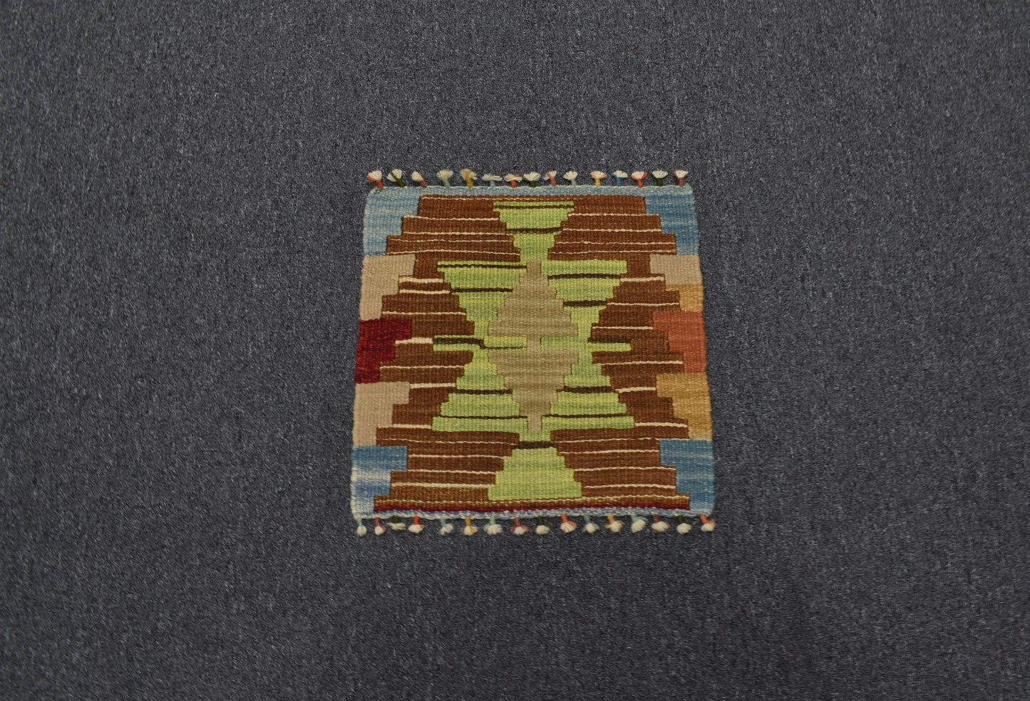 Yeni El Dokuma Kare Köşe Sandalye Minderi Pınarbaşı Kayseri Yün Kilim 5982