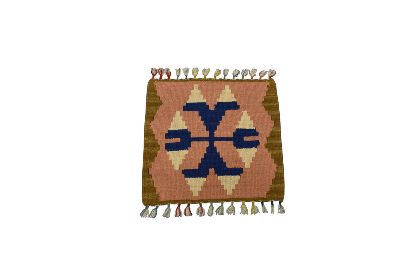 Yeni El Dokuma Kare Köşe Sandalye Minderi Pınarbaşı Kayseri Yün Kilim 5990