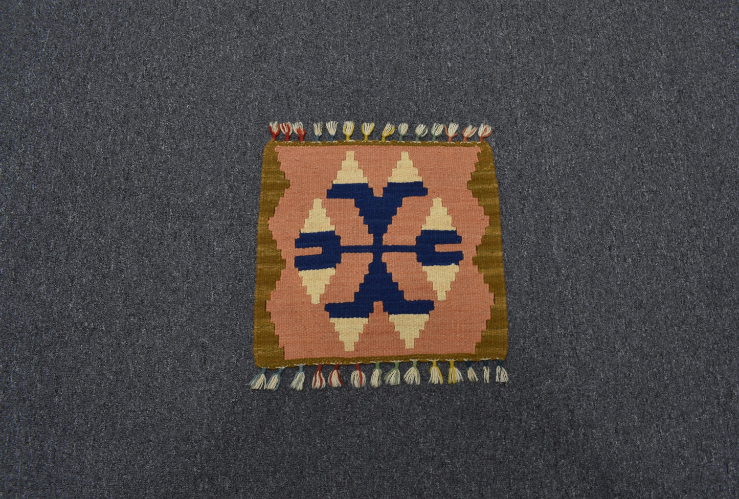Yeni El Dokuma Kare Köşe Sandalye Minderi Pınarbaşı Kayseri Yün Kilim 5990
