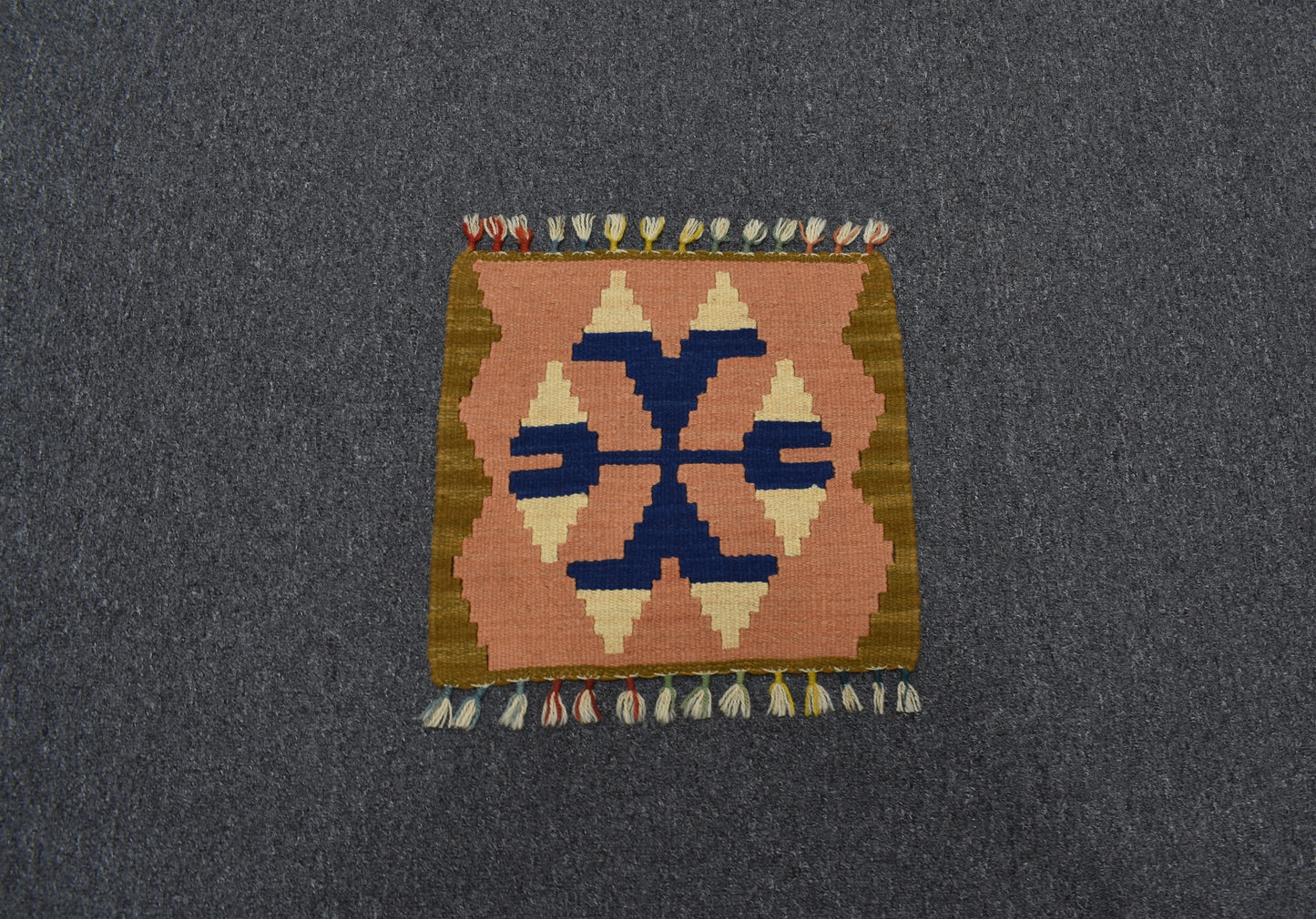 Yeni El Dokuma Kare Köşe Sandalye Minderi Pınarbaşı Kayseri Yün Kilim 5990