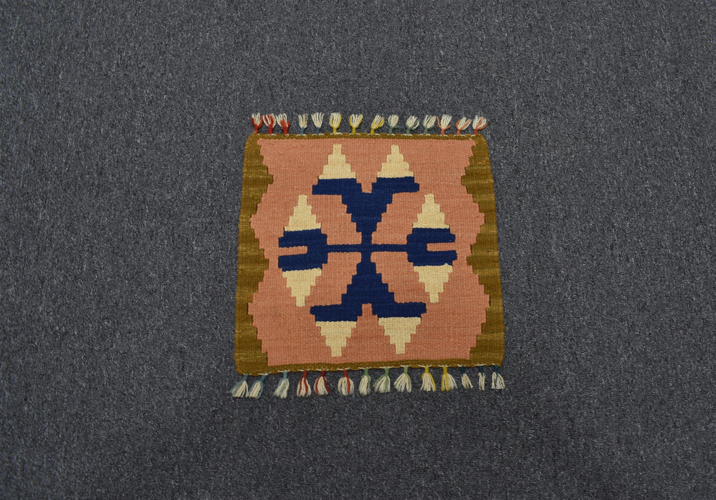 Yeni El Dokuma Kare Köşe Sandalye Minderi Pınarbaşı Kayseri Yün Kilim 5990
