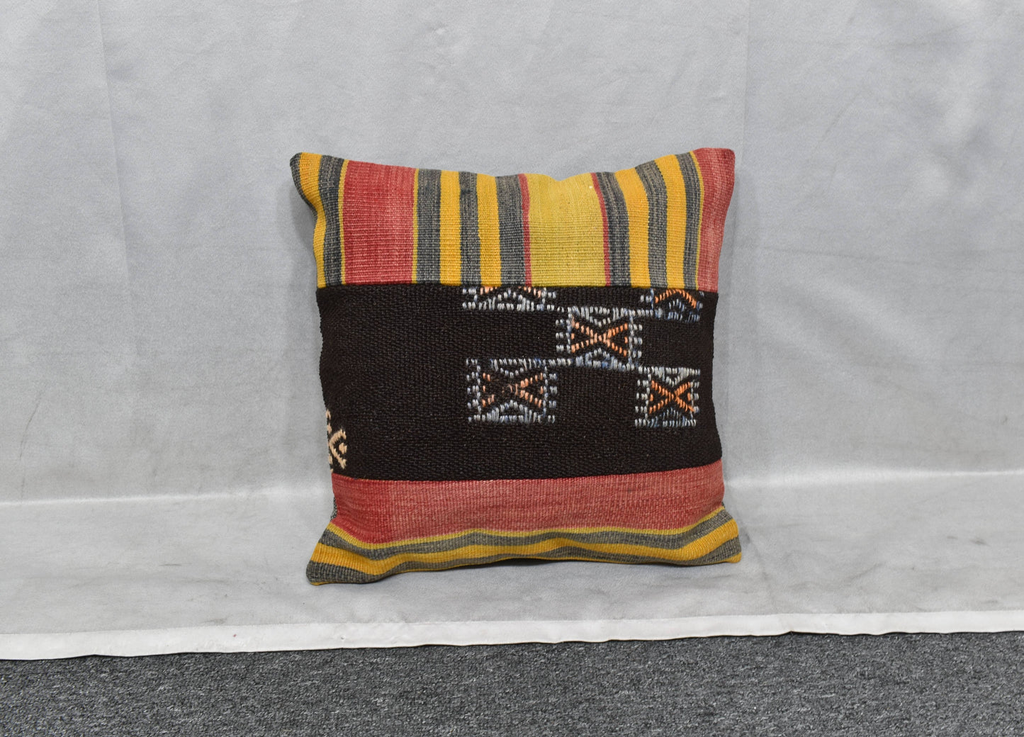 Yeni El Dokuma Patchwork Kırkyama Dekoratif Kilim Kırlent Yastık Kılıfı 6001