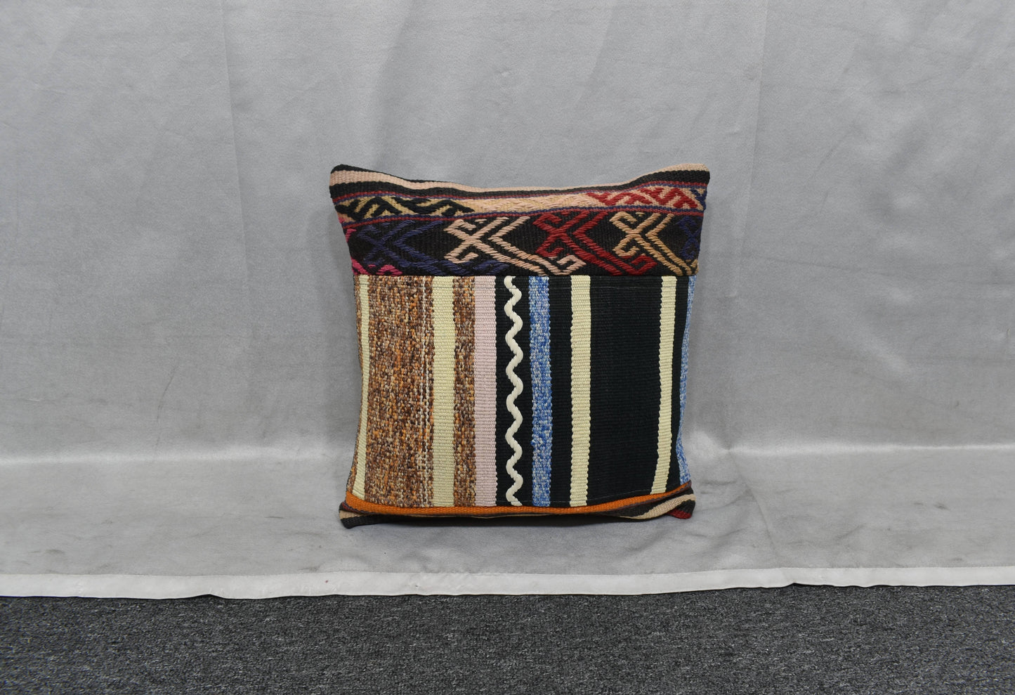 Yeni El Dokuma Patchwork Kırkyama Dekoratif Kilim Kırlent Yastık Kılıfı 6009