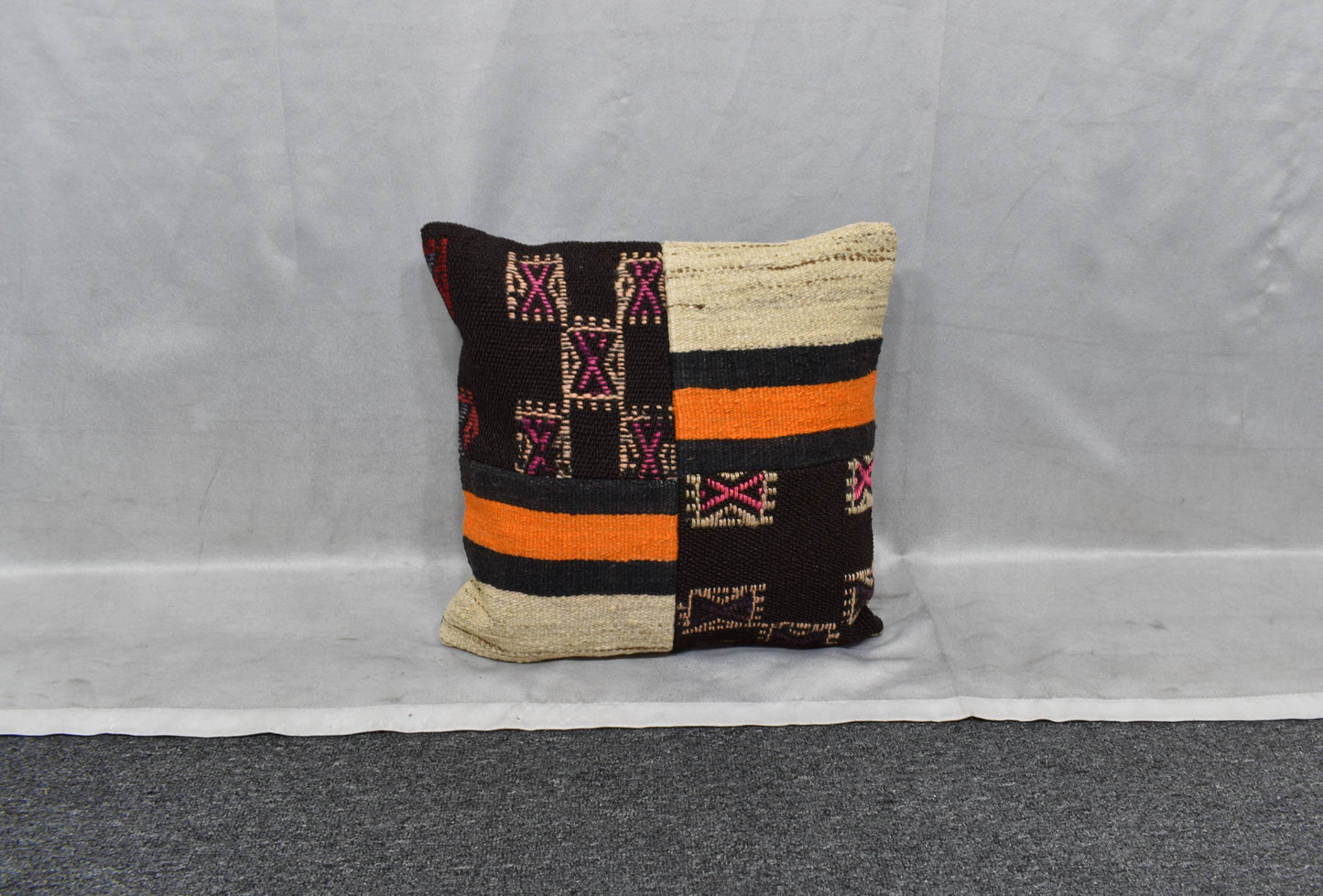 Yeni El Dokuma Patchwork Kırkyama Dekoratif Kilim Kırlent Yastık Kılıfı 6016